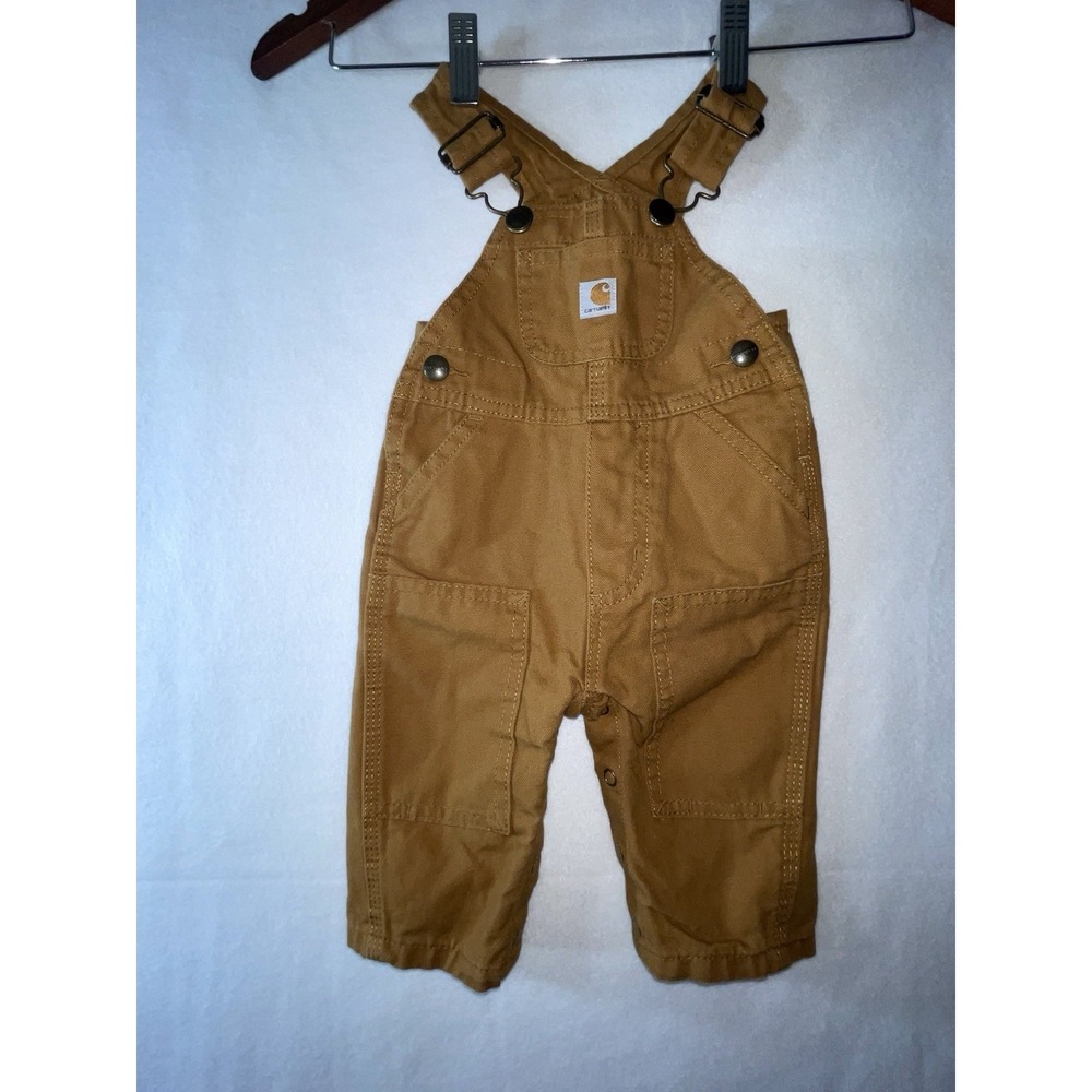 Carhartt Infant Boys' Washed Canvas Bib Overalls Size 3 Months Color: Brown